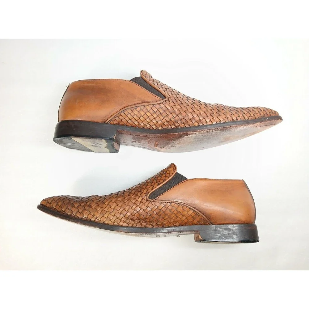 Saks Fifth Avenue Men’s Woven Leather Slip-On Shoes – Made in Italy Size 10